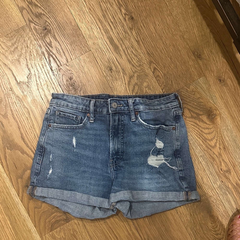 Old Navy Distressed Rolled Hem Jean Shorts - Blue